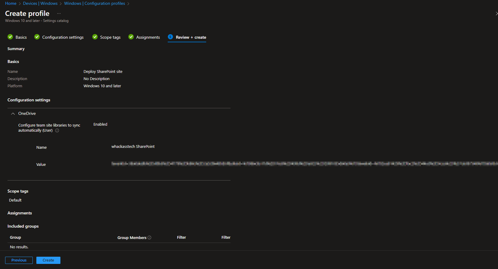 Assigning the configuration profile to groups